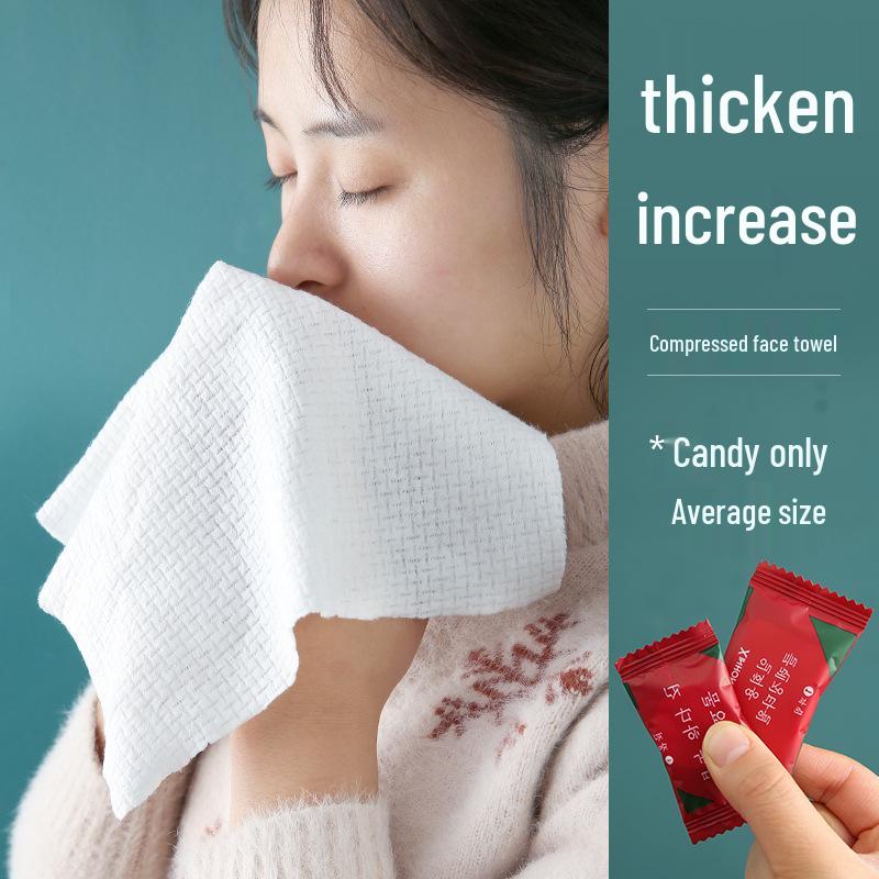 Compressed Travel Face Towels - Thickened, Disposable Cleansing Towels in Candy Packaging