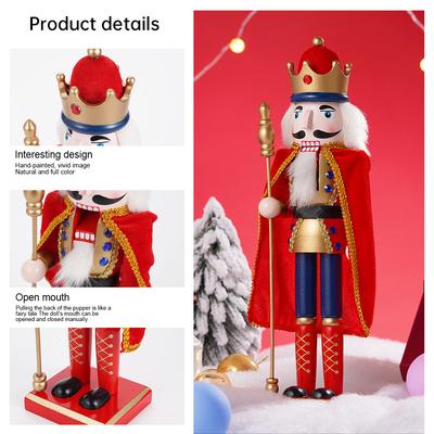38CM Christmas Nutcracker Cape Soldier Wood European Craft Decorative Soldier Figure NEW YEAR Decorative Statue Gift