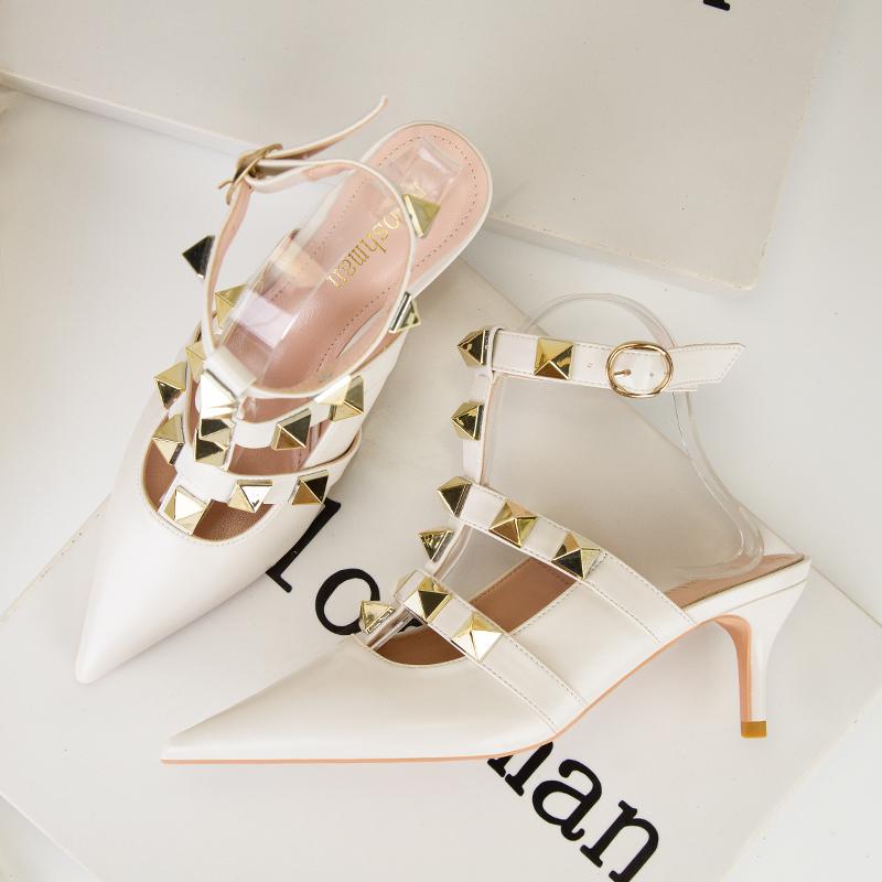 New Women Pumps Summer Fashion Sexy Rivets Pointed Toe Wedding Party High Heeled Shoes Woman Sandals Zapatos Mujer