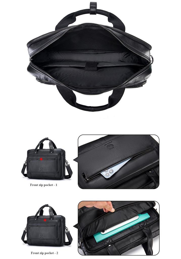 Shilaidun Men's Genuine Leather Cowhide Briefcase: Retro Casual Shoulder & Handheld Computer Bag