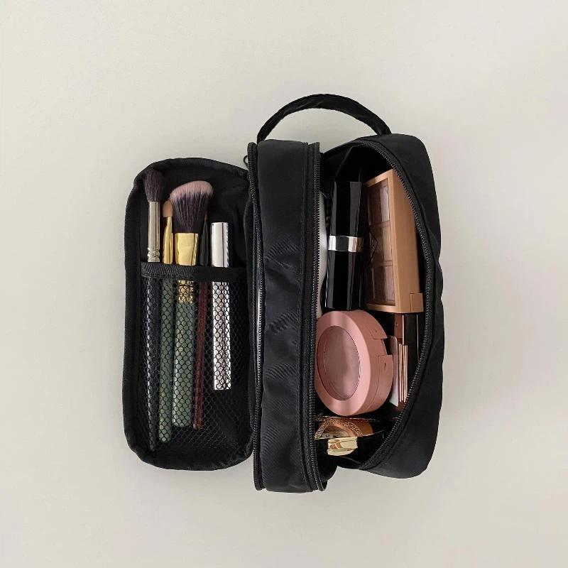 Double Layer Cosmetic Bag Travel Makeup Organizer Large Capacity Toiletry Bag Multifunction Pencil Case Brush Holder