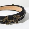 Court Style Hair Hoop Butterfly Rhinestone Wide Hairbands Baroque Headband  Women Hair Accessories