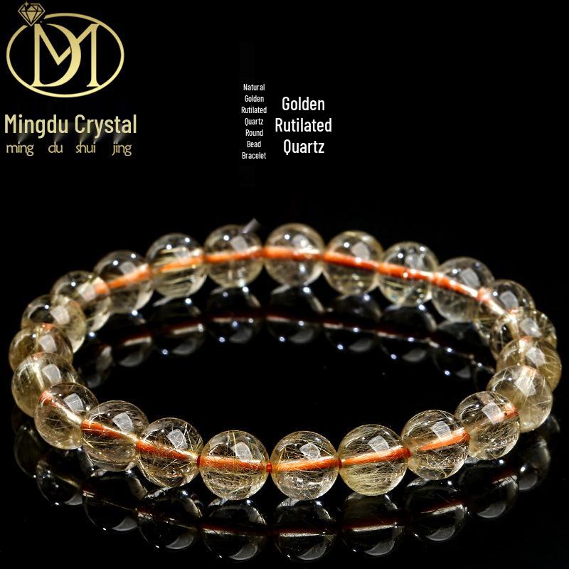 Golden Rutilated Quartz Crystal Beads for DIY Jewelry Accessories