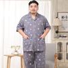 Mei Ji Yun Men's Cotton Lapel Pajama Set - Short Sleeve, Long Pants, Plus Size
