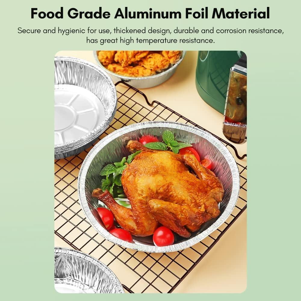 20PCS 6 Inch 7 Inch 8 Inch 9 Inch Air Fryer Foil Baking Pan Food Grade Tin Foil Pan  Baking Cooking