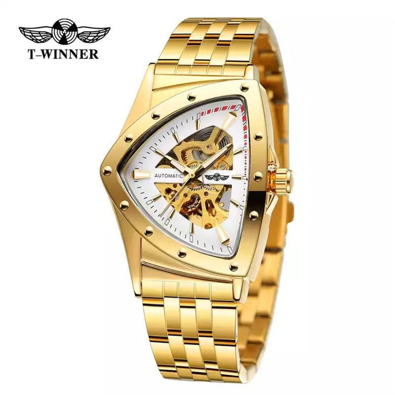 Winner Style Men'S Fashion Casual Hollow Triangle, Automatic Mechanical Watch