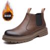 Chelsea Boots Men'S Cigarette British Style High Top Leather Men'S Boots Season Fleece Warm Martin Boots Men'S