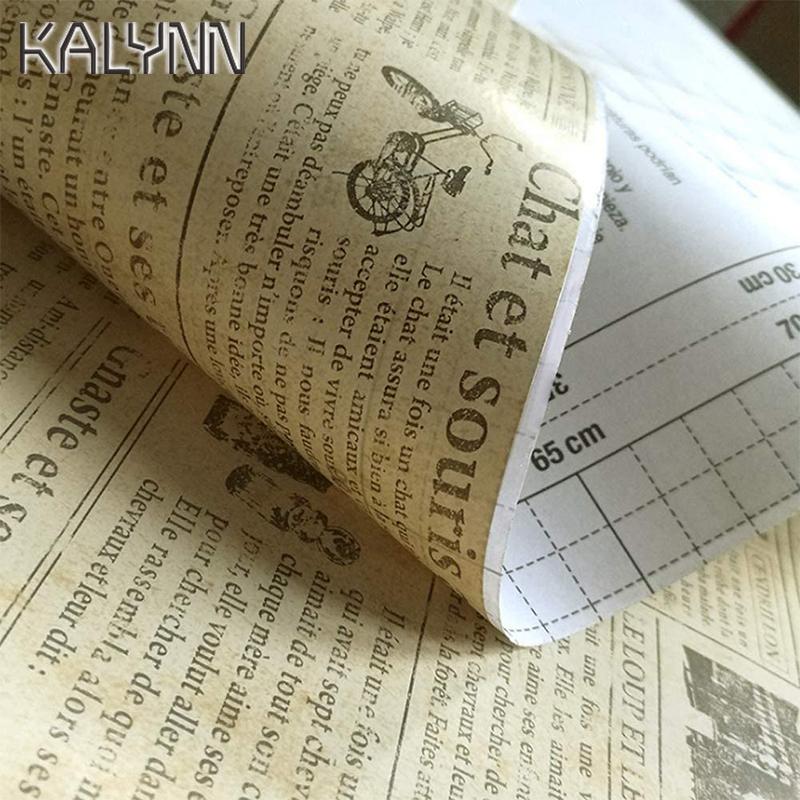 DIY Stickers 10m*45cm Old Newspaper Self Adhesive Wallpaper for Countertops Cabinets Wall Decorative Furniture PVC Contact Paper