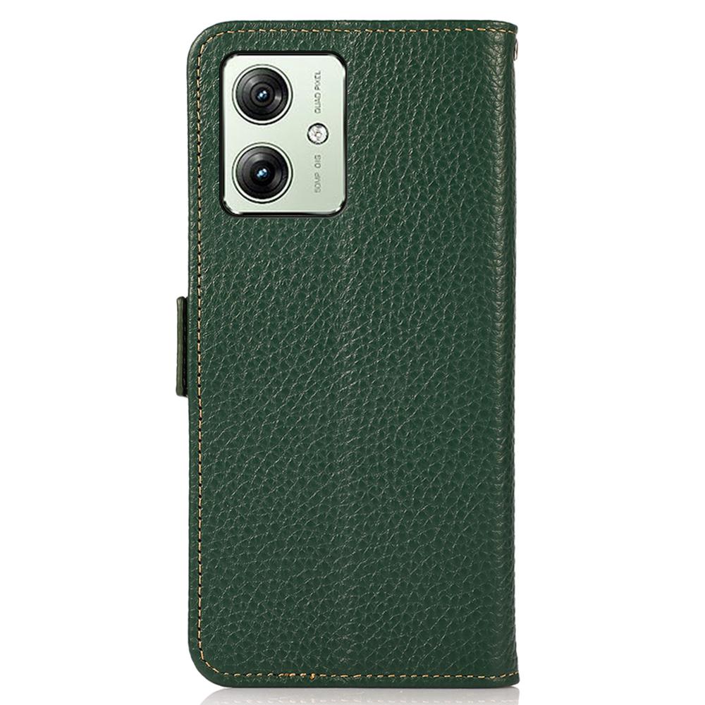 For Motorola Moto G64 5G Phone Case RFID Blocking Genuine Cow Leather Flip Cover