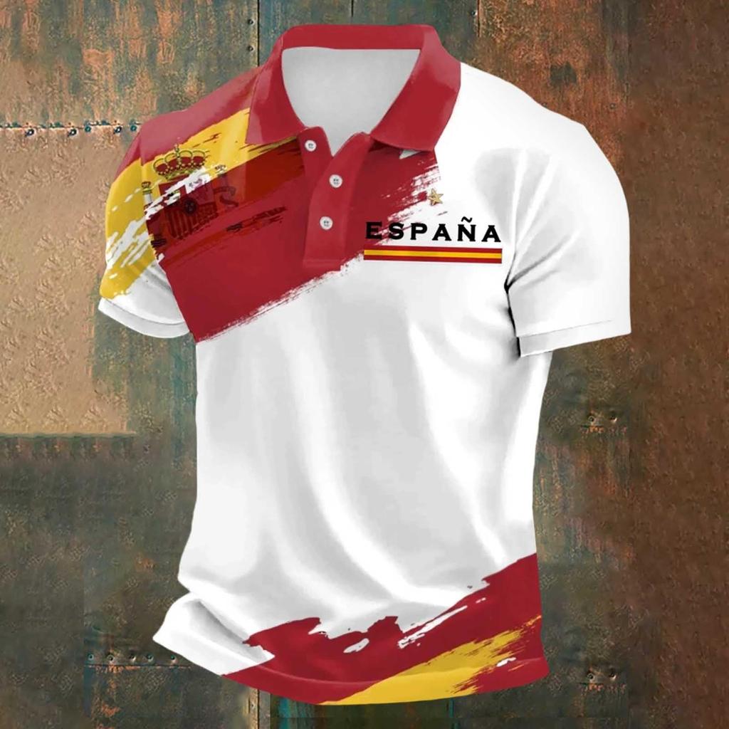 Men's Classic Polo Shirt Spanish Football Inspired Design Bullfighter and Bull Graphic Short Sleeve Casual Fit Top
