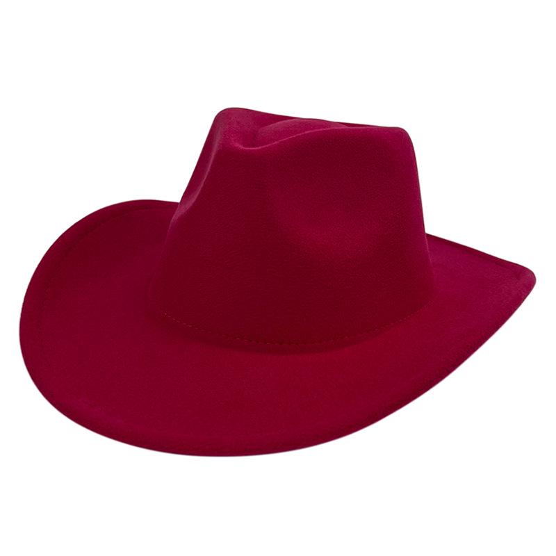 Populární klobouk Fedora z vlněné plsti - Přizpůsobitelný retro britský jazzový styl s jednobarevnou barvou a širokou srolovanou krempou