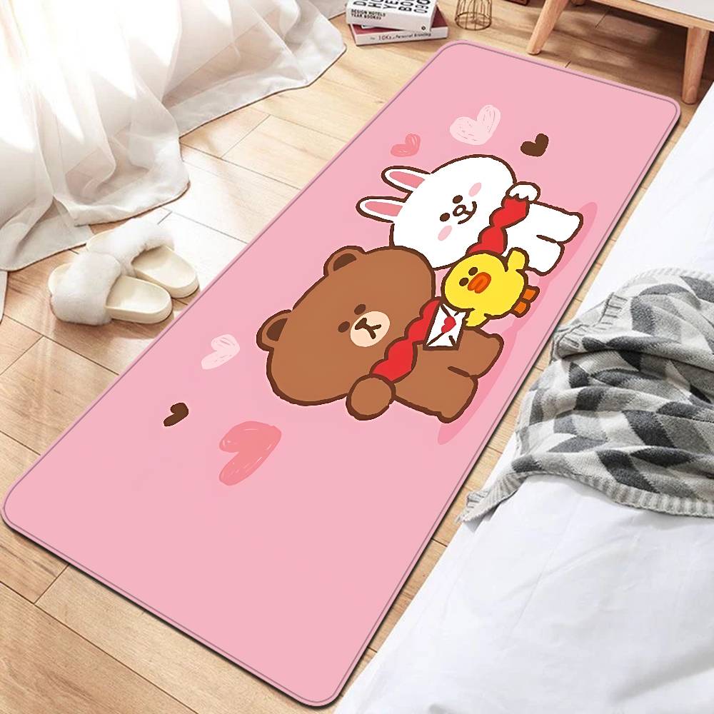 Lines Friends Brown Bear Bathroom Mat INS Style Soft Bedroom Floor House Laundry Room Mat Anti-skid Welcome Doormat
