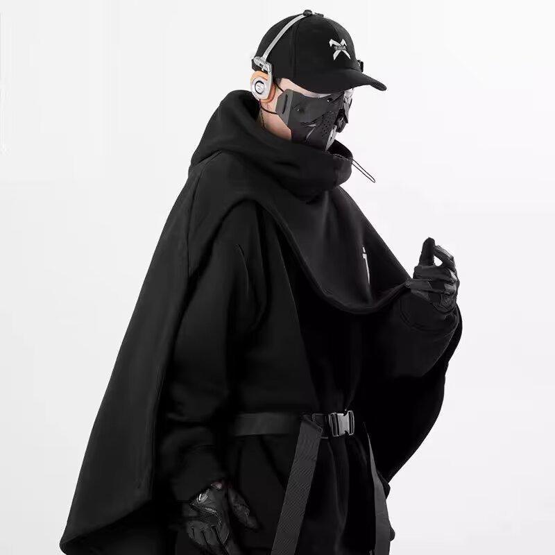 Unisex Embroidered High Collar Hooded Cape Sweater - Autumn/Winter European & American Style