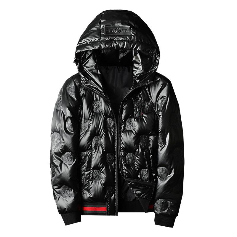 2023 European Trendy Men's Glossy Hooded Down Jacket - Warm White Duck Down, Plus Size