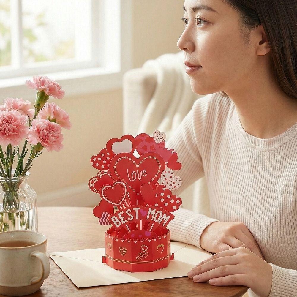 Romantic 3D Award Cup Greeting Cards with Envelope Stereo Love Postcard  Festival Decoration