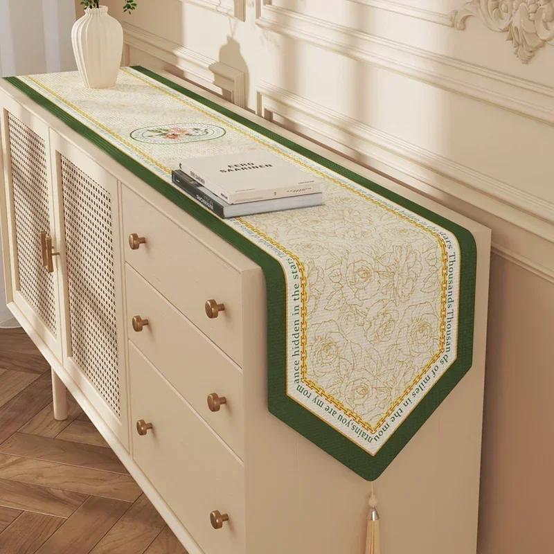 Cotton  Linen Tea Table Decoration Table Flag Light Luxury High-end Cover Cloth Dinner Side Cabinet Countertop Cushion Cloth