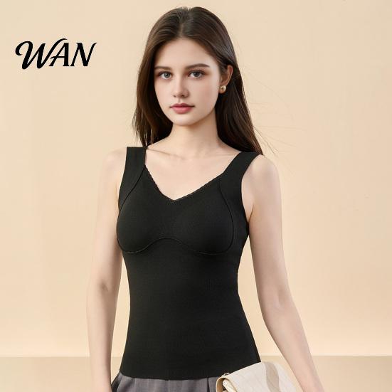 Thermal Layer for Women Seamless Slim Fit Warm Camisole, Vest with Built-in Slimming Body Shaper Bra, Sleeveless Base Velvet Tops Autumn Winter