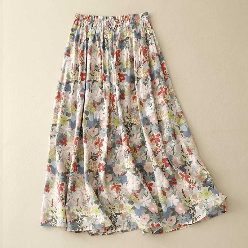 Summer Half-length Floral A-line Skirt