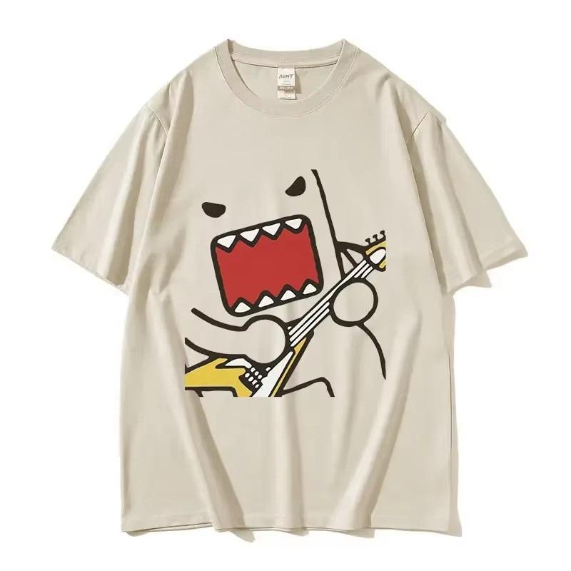 Epic Face Domo Kun European and American Fun and Funny Emoji Pattern Trendy Brand Short-sleeved T-shirt for Men and Women Tops