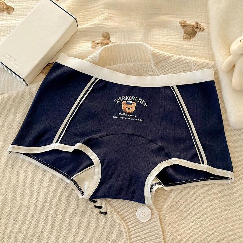 Plus Size Lady Spring Cotton Cute Bear 10A Bacteriostatic Cotton Crotch Breathable Flat Angle Panties