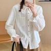 Women's Lace Peter Pan Collar Blouse - Spring 2025: Korean Style, Jacquard Embroidery, Long Sleeves, Loose Fit