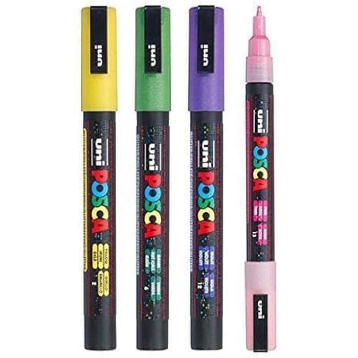 Marqueurs De Peinture - UNI Posca - PC 3M Sparkling - Lot De 8 - Pointe Fine - 8 Couleurs Pailletées