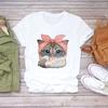 Women Cartoon Dog Tshirts Funny Face Animal Casual Pet Love Fashion Print Lady T-Shirts Top Womens Graphic Female T-Shirt