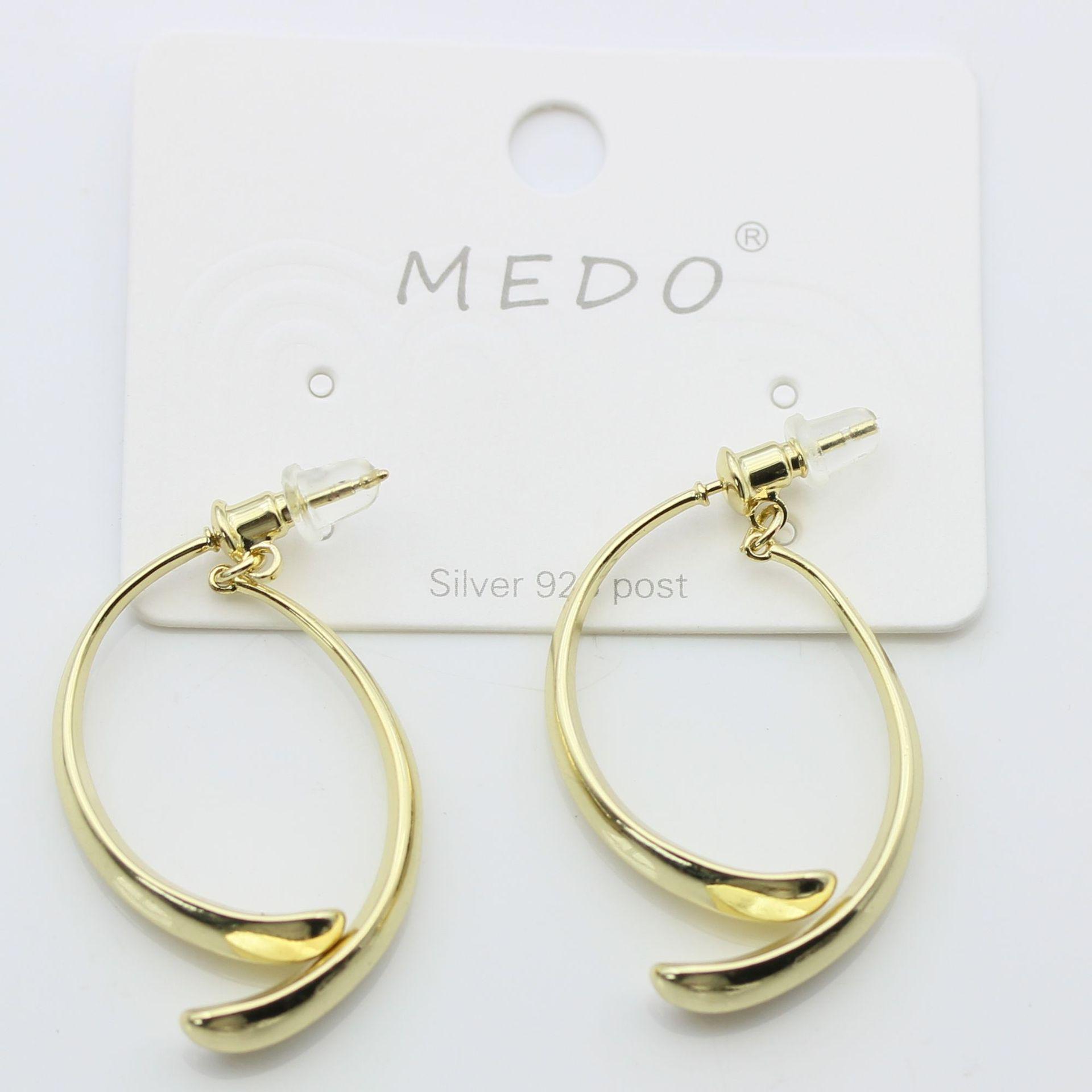 

Gold-Plated Spider Lily Crossover Stud Earrings: Elegant Hanging Jewelry for Women