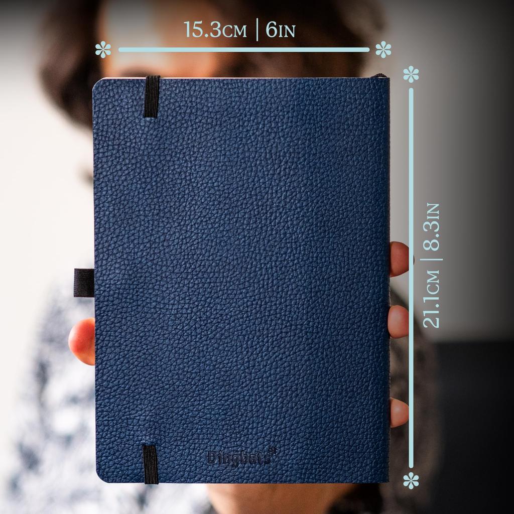 A5 Ruled Journal Notebook Soft Cover PU Leather Ideal for and Business with Elastic Pen and Bookmark Dingbats - - - Work, Travel, - Pocket, Closure,