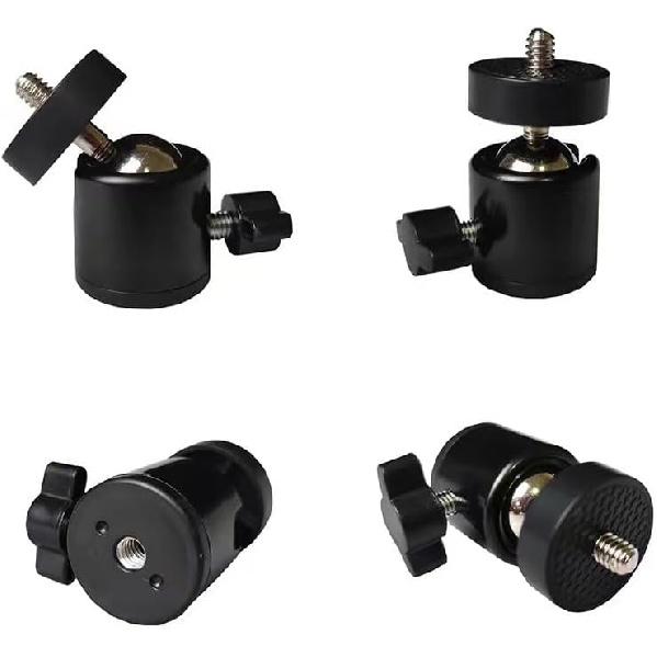 3 Pack Mini Ball Head 1/4'' Screw Swivel Tripod Head Mount 360 Degree Rotating Base Adapter Ballhead for Camera Tripod Dash Cam Phone Clip