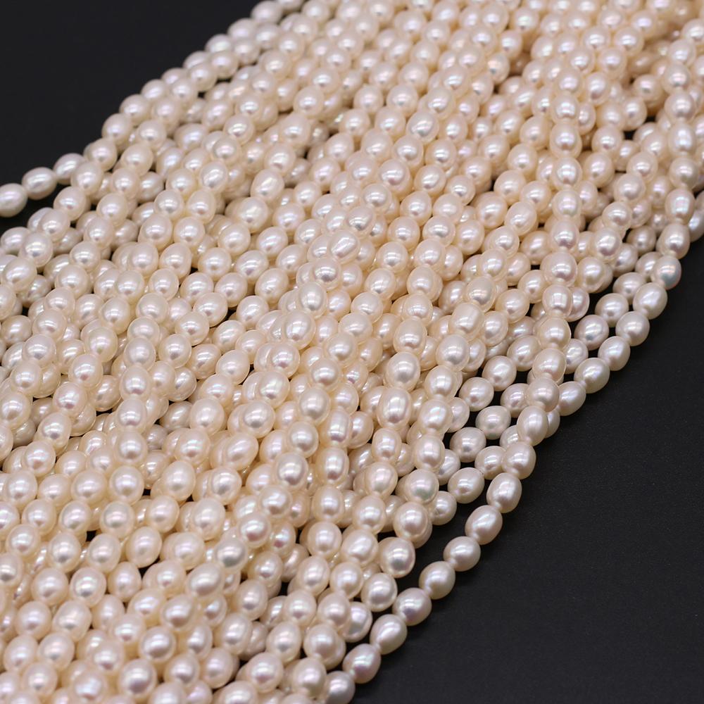 Luxury White Natural Freshwater Rice Shape Pearls 5-5.5mm, 36cm Strand Handmade Wedding Jewelry Accessories DIY Crafts