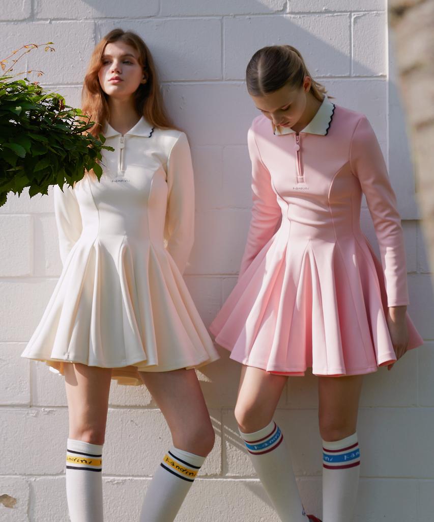 Candini Pink Zip-Up Flare Dress