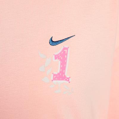 Women's Nike T Shirts Women's Pink Crew Neck Moderate Straight Fit