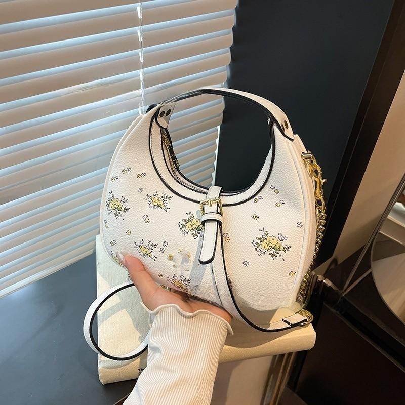 Shoulder Fashion Crossbody Bag With Cherry Print And Chain Design For Daily