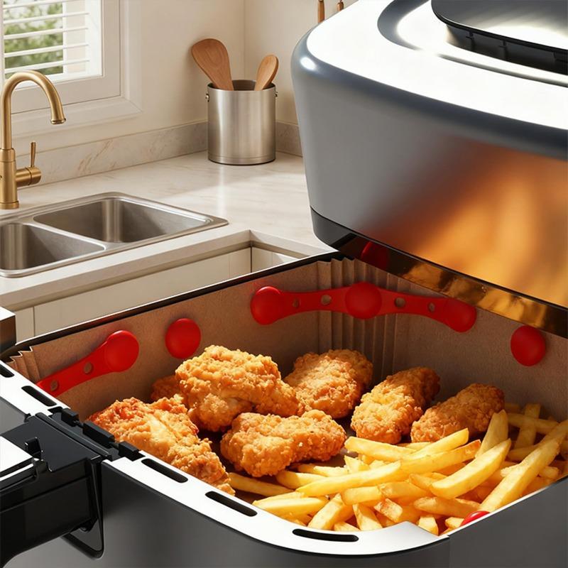 4Pcs Air Fryer Silicone Magnets Buckles Heat Resistant Fix Parchment Paper Liner Avoid Burning Universal for All Air Fryers Reusable Kitchen Gadgets