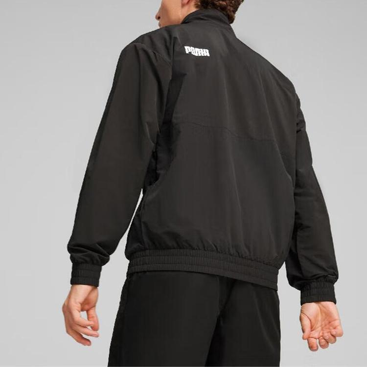 Puma Letter Logo Stand Collar Zip Jacket Men Jackets Black 627117-01