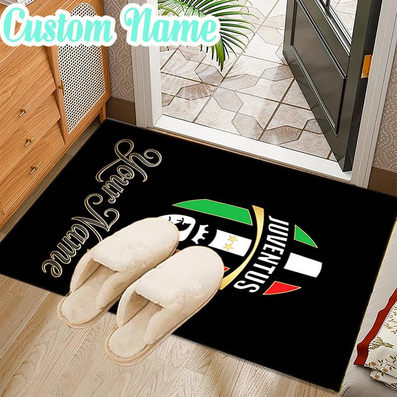 Custom Name Juventus Football Crest Rug Office Rug Chair Mat Non Slip Carpet Rugs for Bedrooms Dining Room Living Room Home Decor gifts