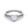 925 Sterling Silber 0,75 Karat Herzform Mondstein Solitär Blume Gravierter Schaft Hochzeits Damen Ring