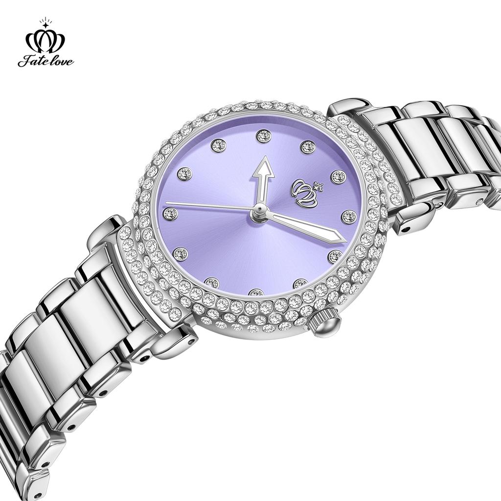 Fatelove 927 Original Quartz Watches for Women Fashion Steel Strap Luminous Waterproof Diamond Bezel Elegant Ladies Wristwatches
