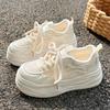 High-value summer new mesh breathable little white shoes women's milk fufu with skirt thick-soled heightening board shoes women