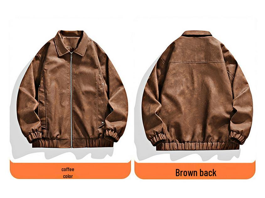 2025 Men's Retro PU Leather Motorcycle Bomber Jacket