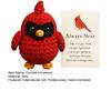 Yousheng Crochet Red Bird Emotional Support Ornament with Inspirational Card Pocket-Sized Hug Companion Positive Bird Gift for Women Loved Ones