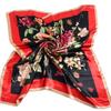 [BYSIFA] China Roese Large Square Scarves For Spring Autumn  New Design Red Black Flowers Silk Scarf Brand Muslim Head Scarf