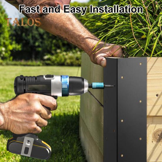 4 Τεμάχια Υψωμένο Παρτέρι Κήπου Γωνιακός Σύνδεσμος Βαρέως Τύπου Χάλυβας Άνθρακα Εύκολη Συναρμολόγηση Μεταλλική Υποστήριξη Κήπου