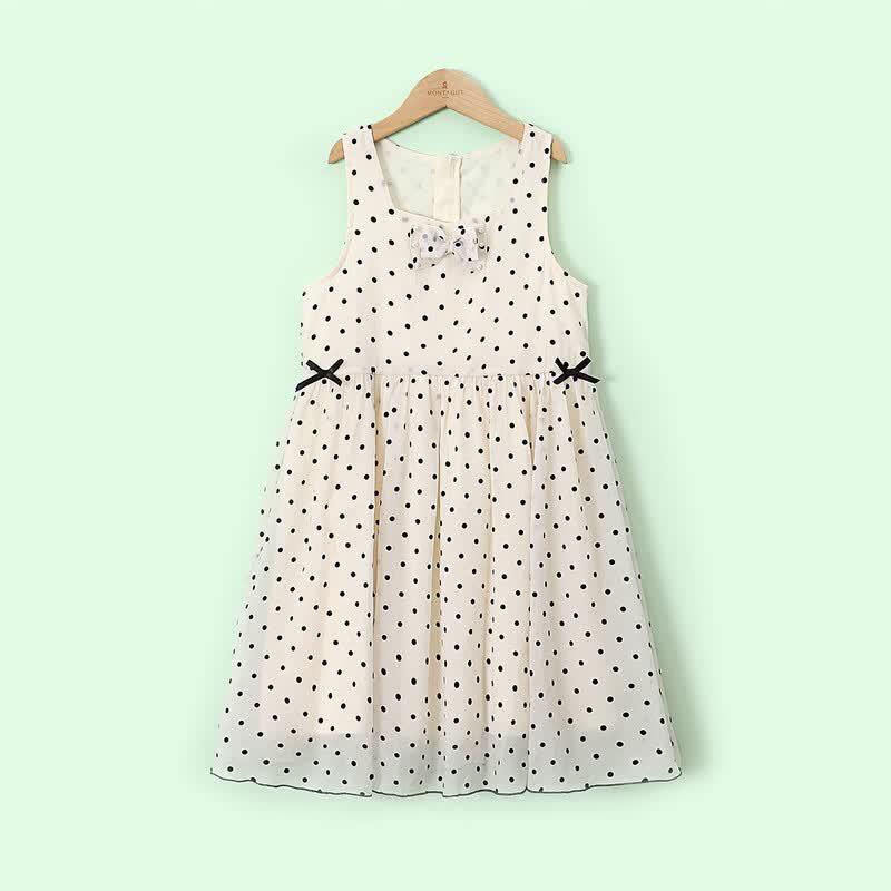 Montagut Kids Girls French Square Neck Polka Dot Vest Dress 150