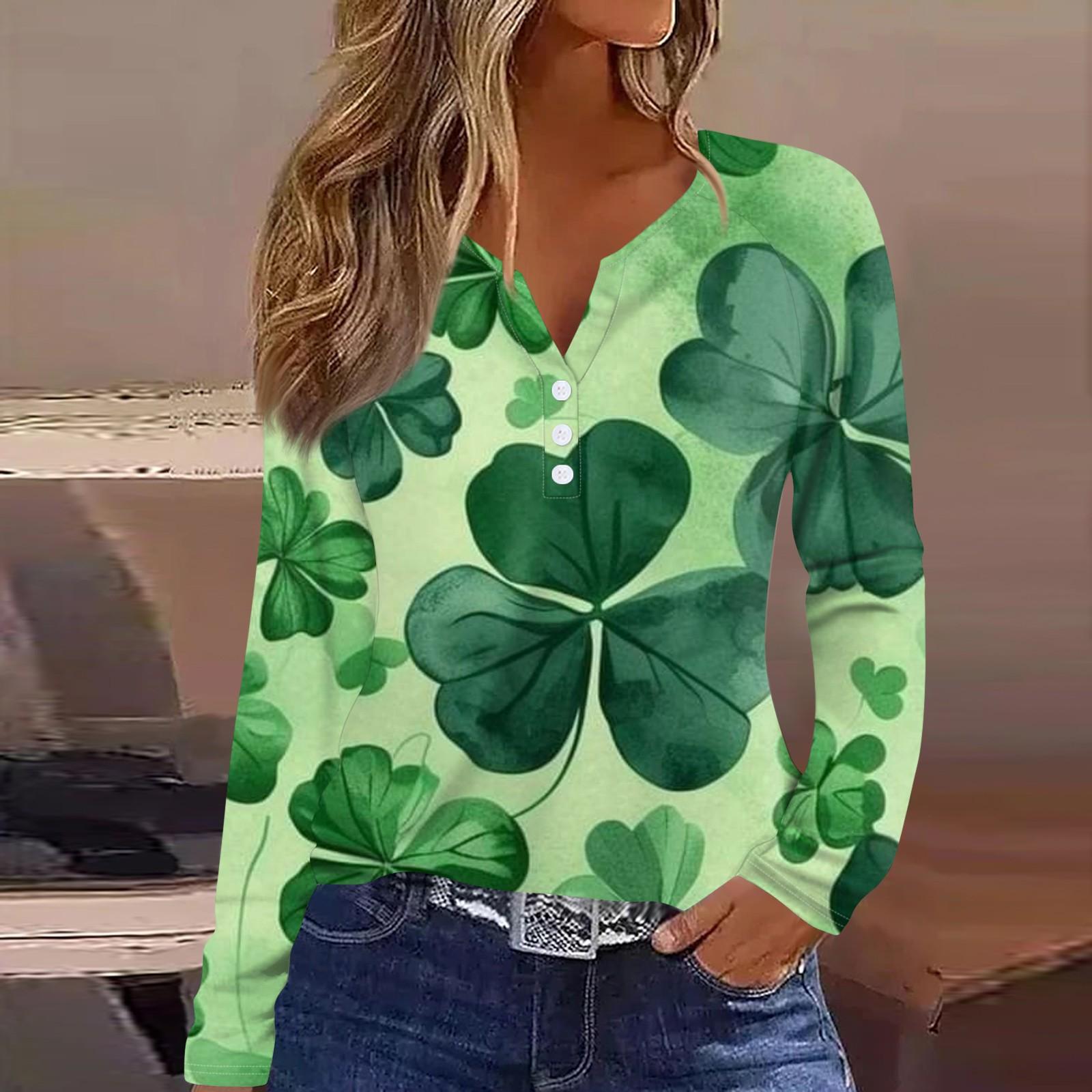 

Женская модная повседневная футболка с V-образным вырезом и длинным рукавом на пуговицах L армия зеленый