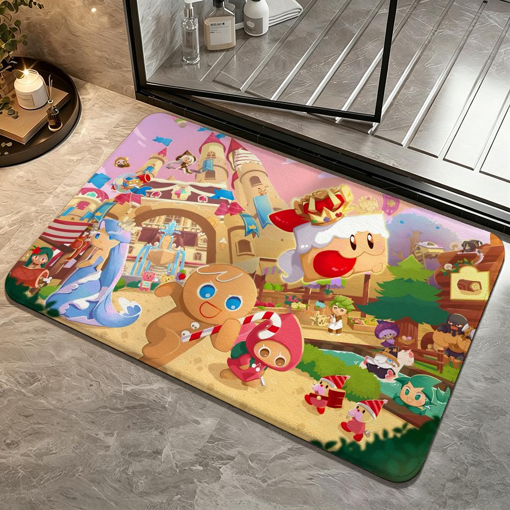 Game-Cookie RunS Floor Mat Soft Non-Slip Bath Mat, Bedside Carpet, Absorbent Doormat for Home