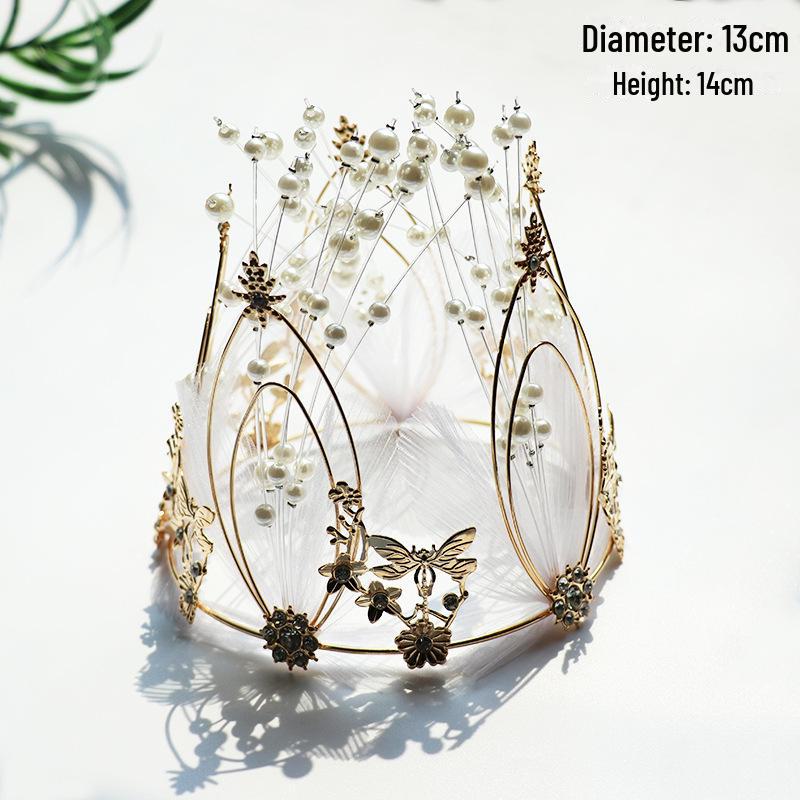 Queen Crown Cake Decoration with Lace, Pearls, and Baby's Breath for Birthdays