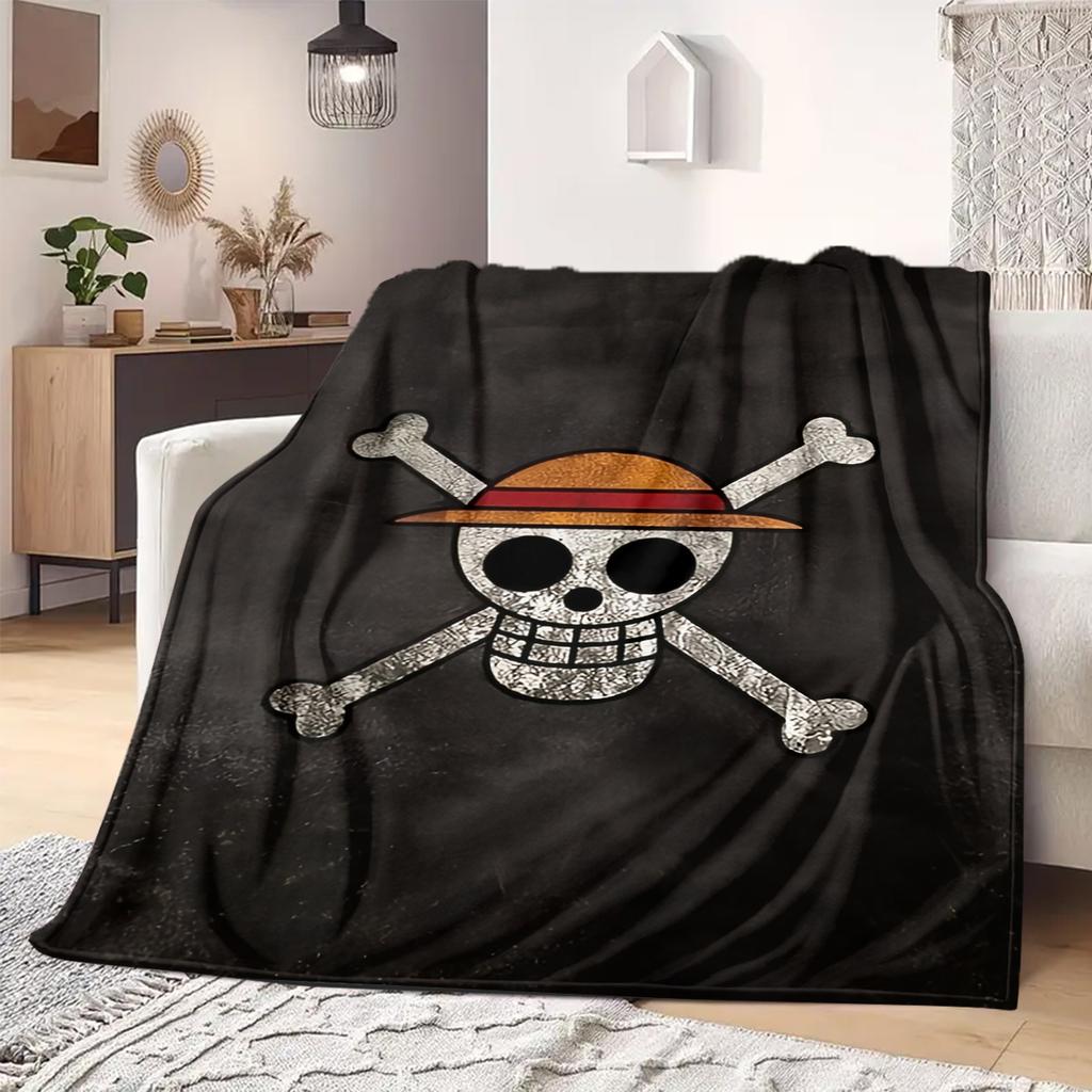 ONE PIECE Stråhatts Pirater Tryckt Filt Varm Bekväm Flanellfilt Lämplig för Sovrum, Soffor, Sängar, Stolar -QIAO111
