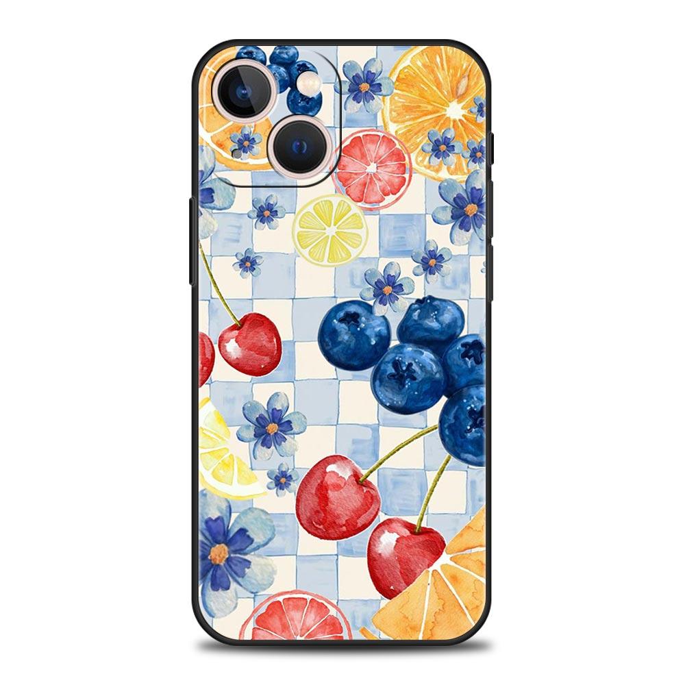 

Phone Case For iPhone 17 16e 15 14 13 12 11 Pro Max SE 7 8 Plus Shell iPhone 16 Soft TPU Cover Summer Fruits Lemon Print iPhone 15 Pro